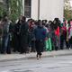 Hundreds of people lined up on East 30th Street in Cleveland, leading to the Hillary Clinton campaign offices, the morning of Oct. 28, 2016, to get free tickets to a Jay Z concert to be held Nov. 4, 2016.
David Petkiewicz/Cleveland.com